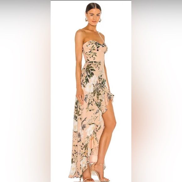 Amanda Uprichard Strapless Floral Peach High-Low Dress NWOT - Picture 4 of 15